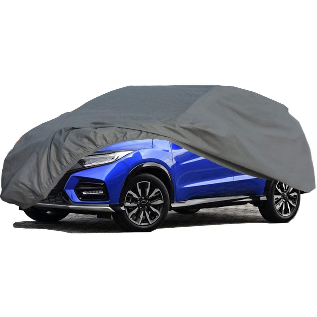 【特価商品】SUV車対応 裏起毛 4層構造 車カバー 防水防塵防輻射紫外線 四季対応 不織布 カーカバー (445*185*152CM ボディーカバー グレー)