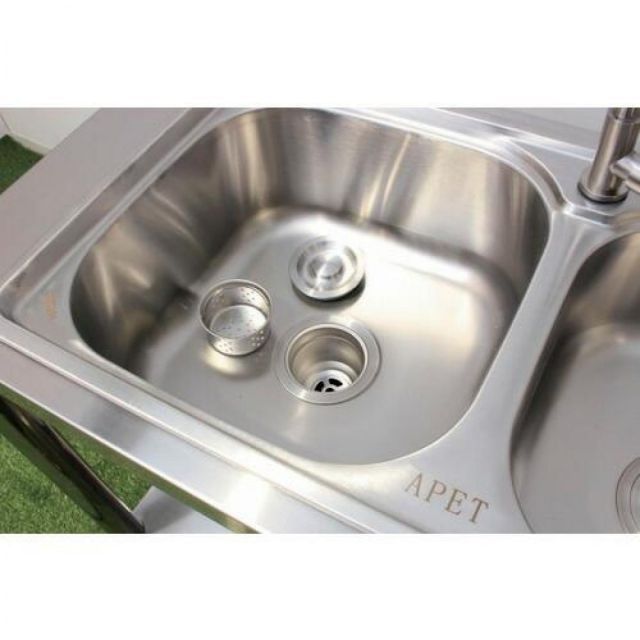 谷村実業 蛇口付きダブルシンクステン流し台 TAN-981 流し台 ステンレス 屋外 ガーデニング