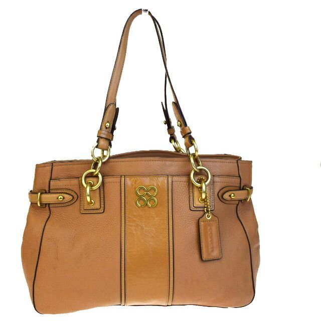 【中古】 中美品 コーチ COACH ジュリア ショルダーバッグ ベージュ パテント レザー 16464 08HA033