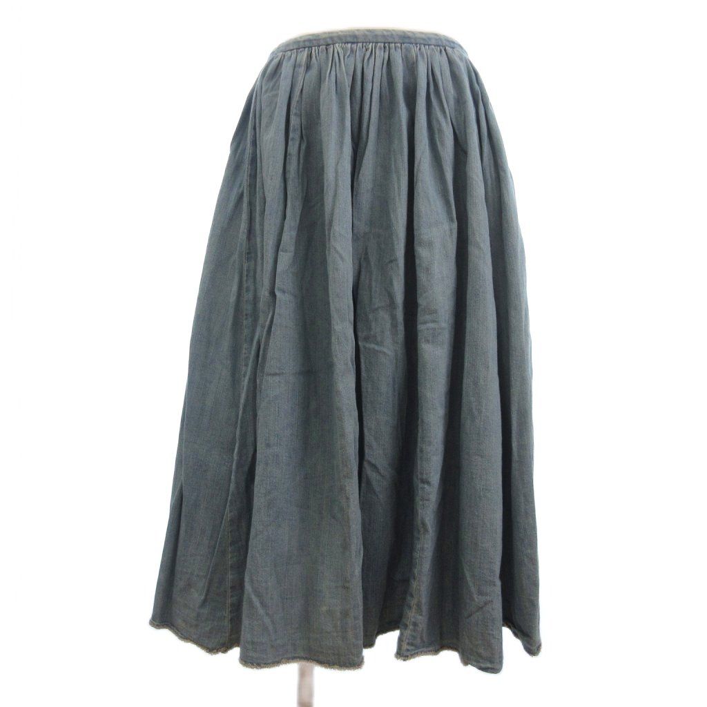 キャピタル kapital フ スカート デニム ギャザー ロング XS 水色