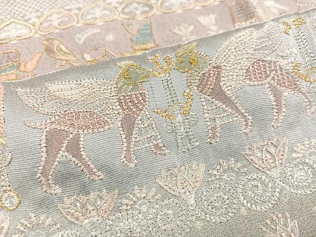 平和屋着物●訪問着　総刺繍　中国三大刺繍　汕頭刺繍　スワトウ刺繍　古代人物鳥獣文　正絹　逸品　AABB7234ph 平和屋着物○訪問着 総刺繍 中国三大刺繍 汕頭刺繍 スワトウ刺繍