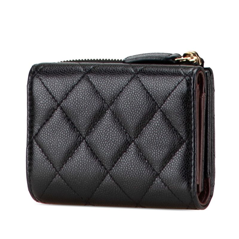 希少☆CHANEL シャネル キャビアスキン レザーベルト ココマーク 黒 4045 CHANEL シャネル キャビアスキン レザー がま口 長財布
