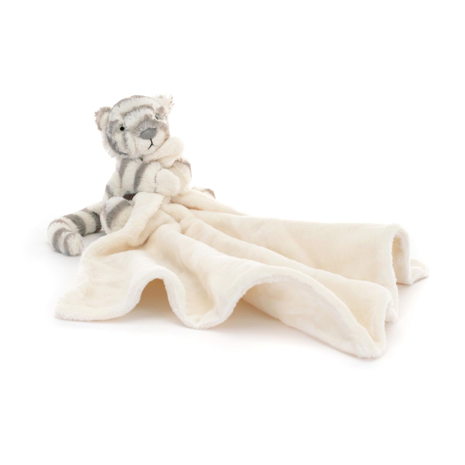 Jellycat Bashful Snow Tiger Soother ぬいぐるみ 13.5インチ | 赤ちゃん用セキュリティブランケット-ラブリー | ベビーギフト スノータイガー