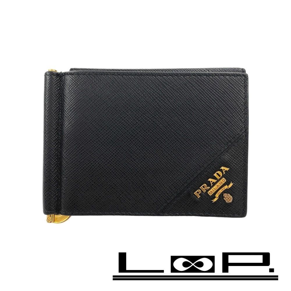 □中古□ プラダ 2つ折り マネークリップ 財布 メンズ サフィアーノ  