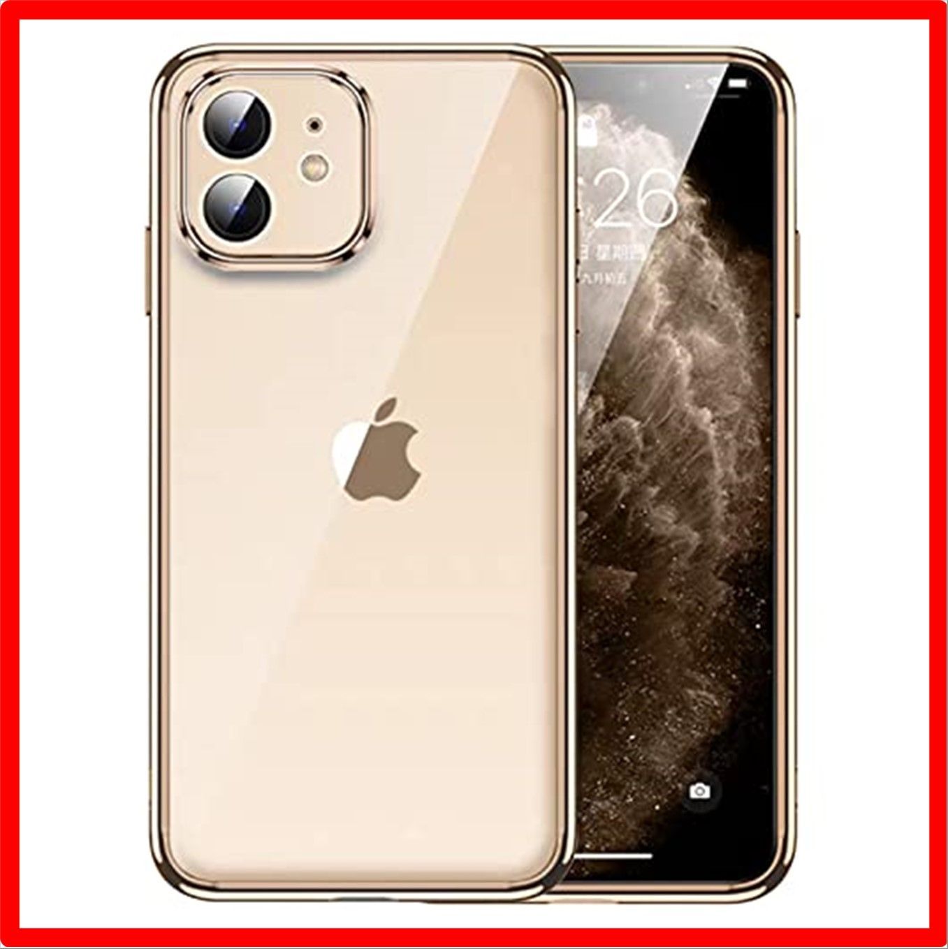 【匿名配送】 iPhone 12用_ゴールド Tecxin iPhone12ケース スマホケース 携帯カバー 透明 シリコン ソフト メッキ 薄型 耐衝撃 耐久