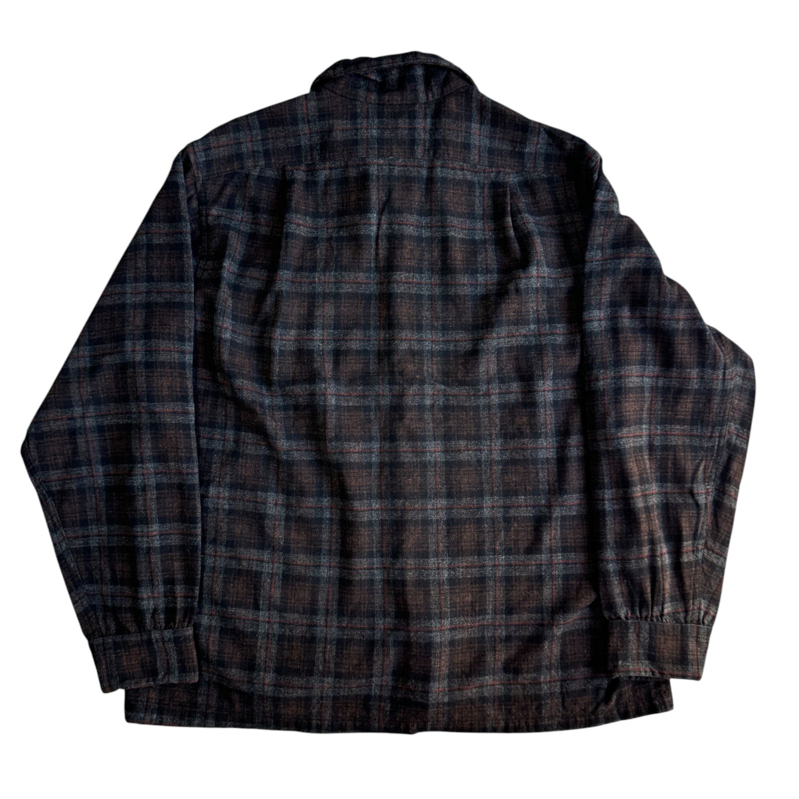 50s PENDLETON シャドーチェック ボードシャツ ウールシャツ 染み抜き ペン