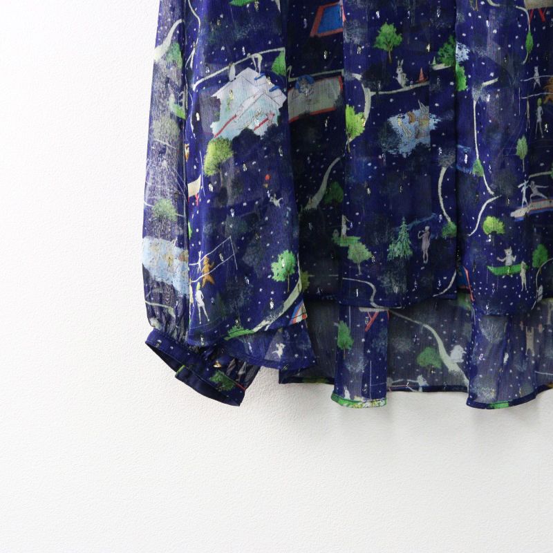 美品 フランシュリッペ franchelippee メダリストブラウス M/ネイビー