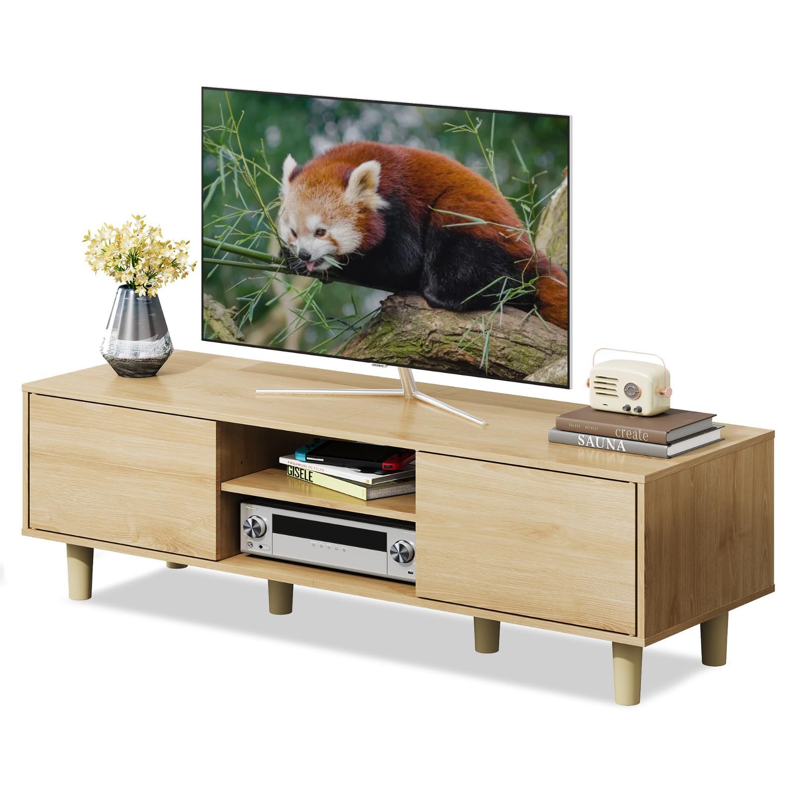 幅120cm tv台 ローボード ロータイプ tv台 収納 テレビボード 大容量 tvボード 32型対応 扉付き 45型対応 avボード 木製 テレビ台 おしゃれ リビング 寝室 WLIVE ADSG620 ナチュラル
