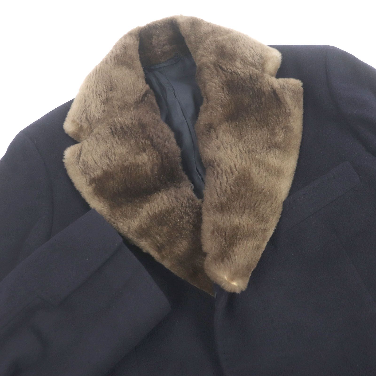 美品□Dunhill ダンヒル カシミヤ100％ フライフロント 襟ビーバー