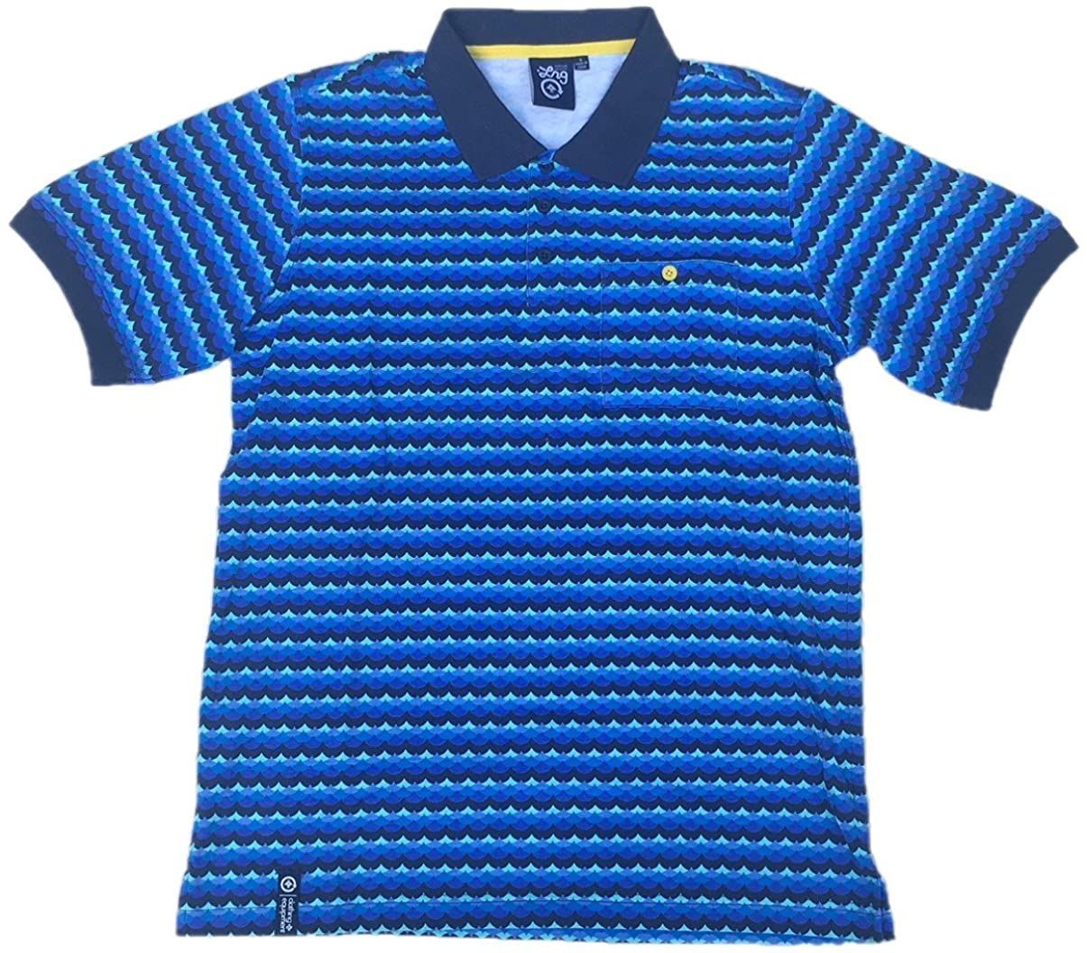LRG エルアールジー ストライプパターン ポロシャツ ブルー L