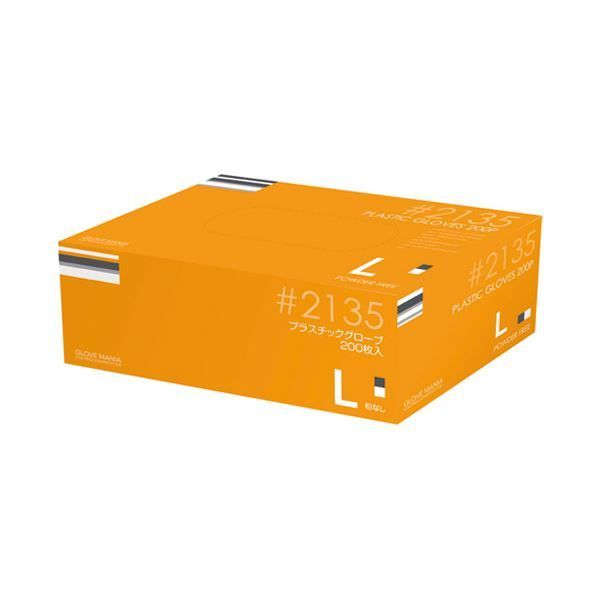業務用10セット 川西工業 プラスチックグローブ 2135 L 粉なし 使い捨て手袋 使いきり手袋