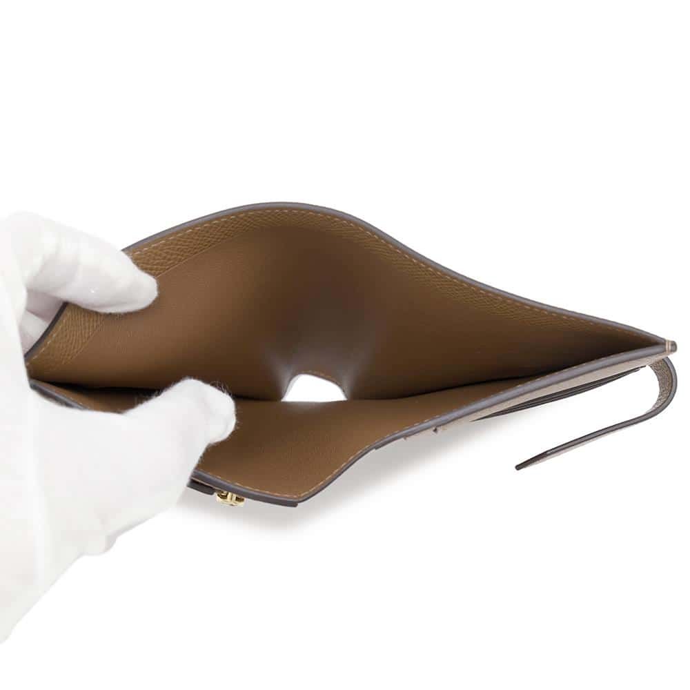 エルメス ベアンコンパクト 二つ折り財布 クレ×ゴールド金具 Ｗ刻印 エプソン エルメス ベアンコンパクト 二つ折り財布 クレ×ゴールド金具 W刻印