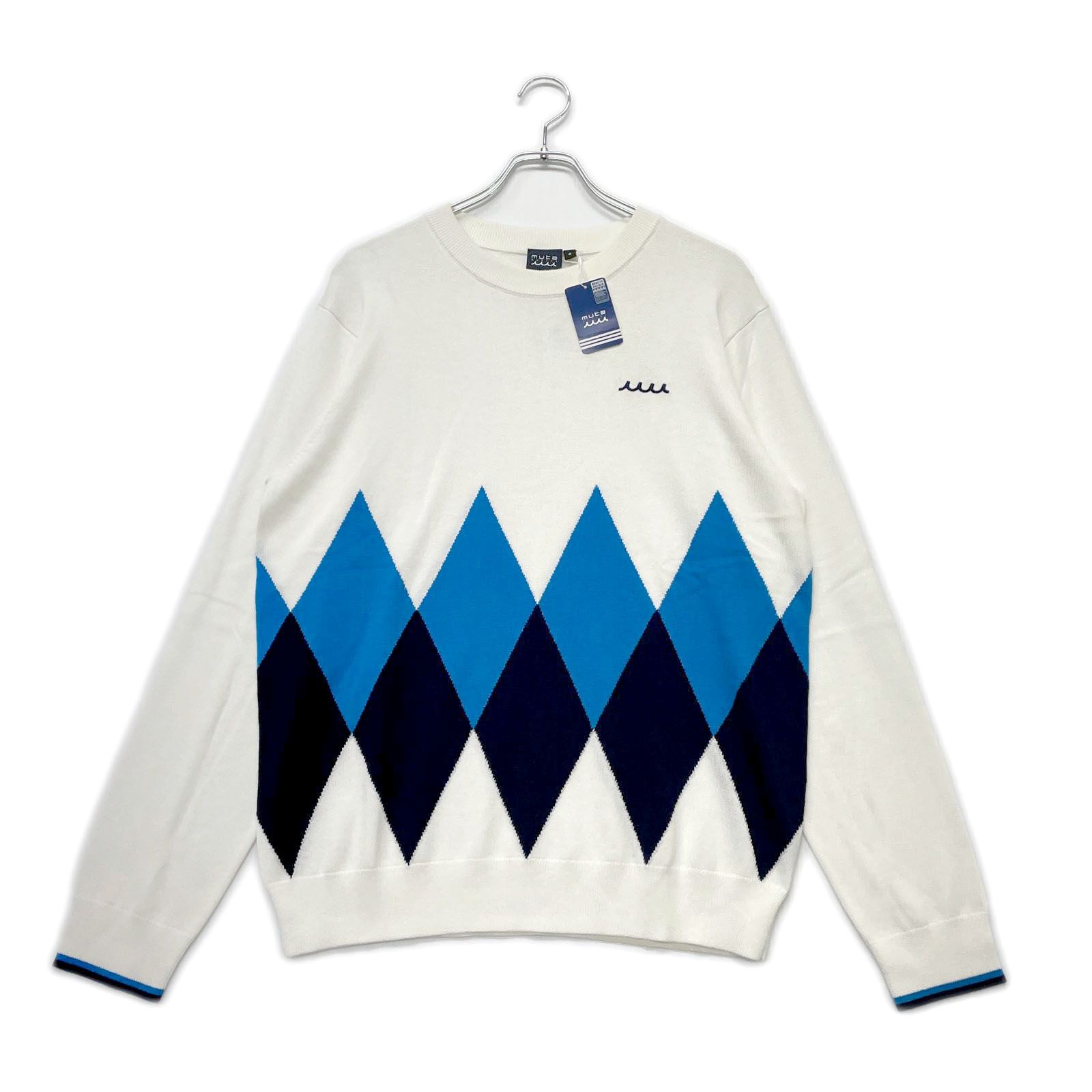 ♥品 メンズ ムータマリン muta MARINE セーター 6 L 白 ホワイト クルーネック アーガイル
