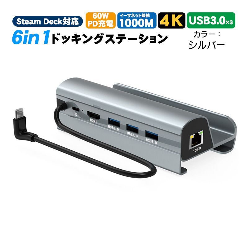 Steam Deck対応 6in1 ドッキングステーション 4K 出力対応 HDMI2.0