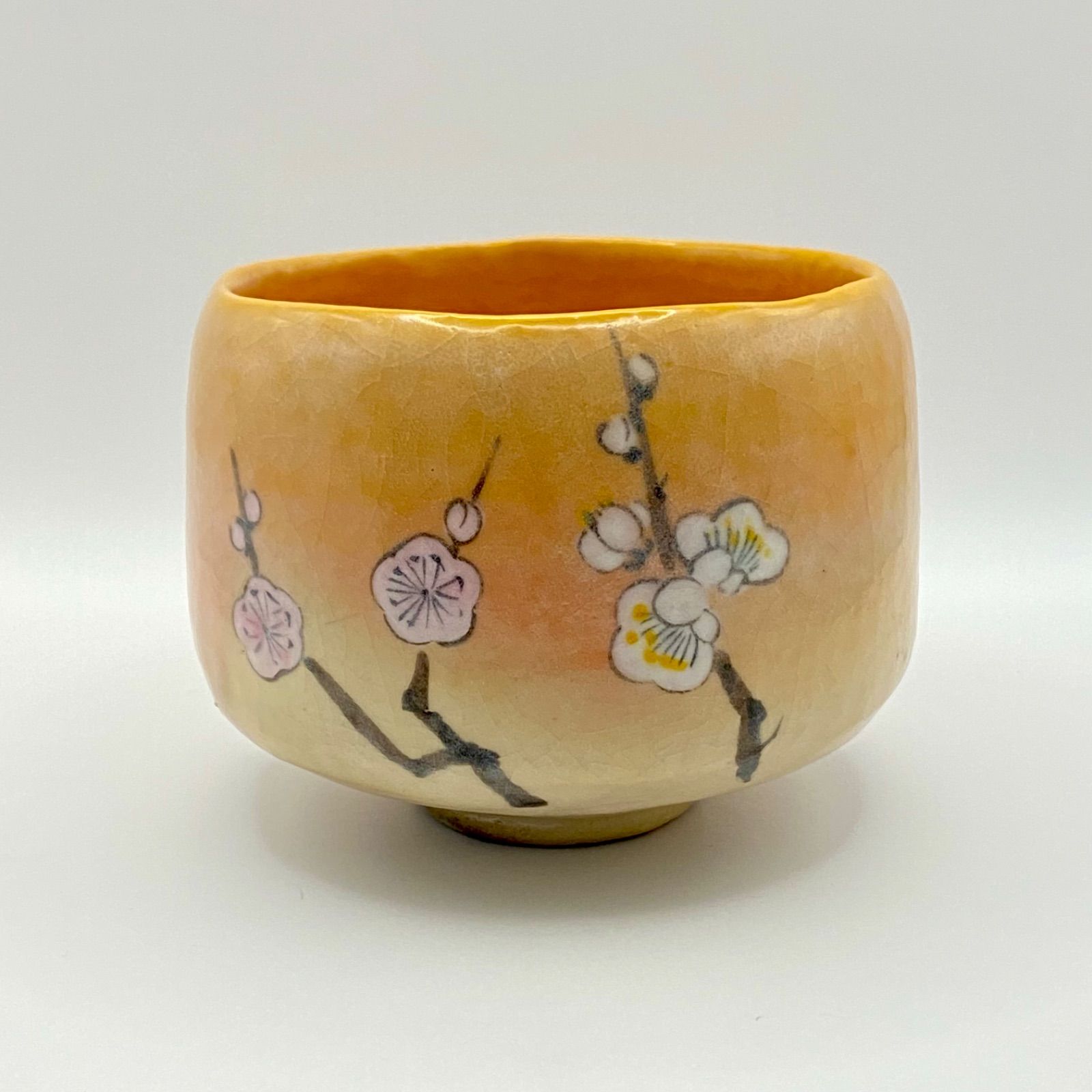 抹茶茶碗 赤楽 梅 佐々木松楽 紙箱入 茶道具 茶盌 茶器 伝統工芸