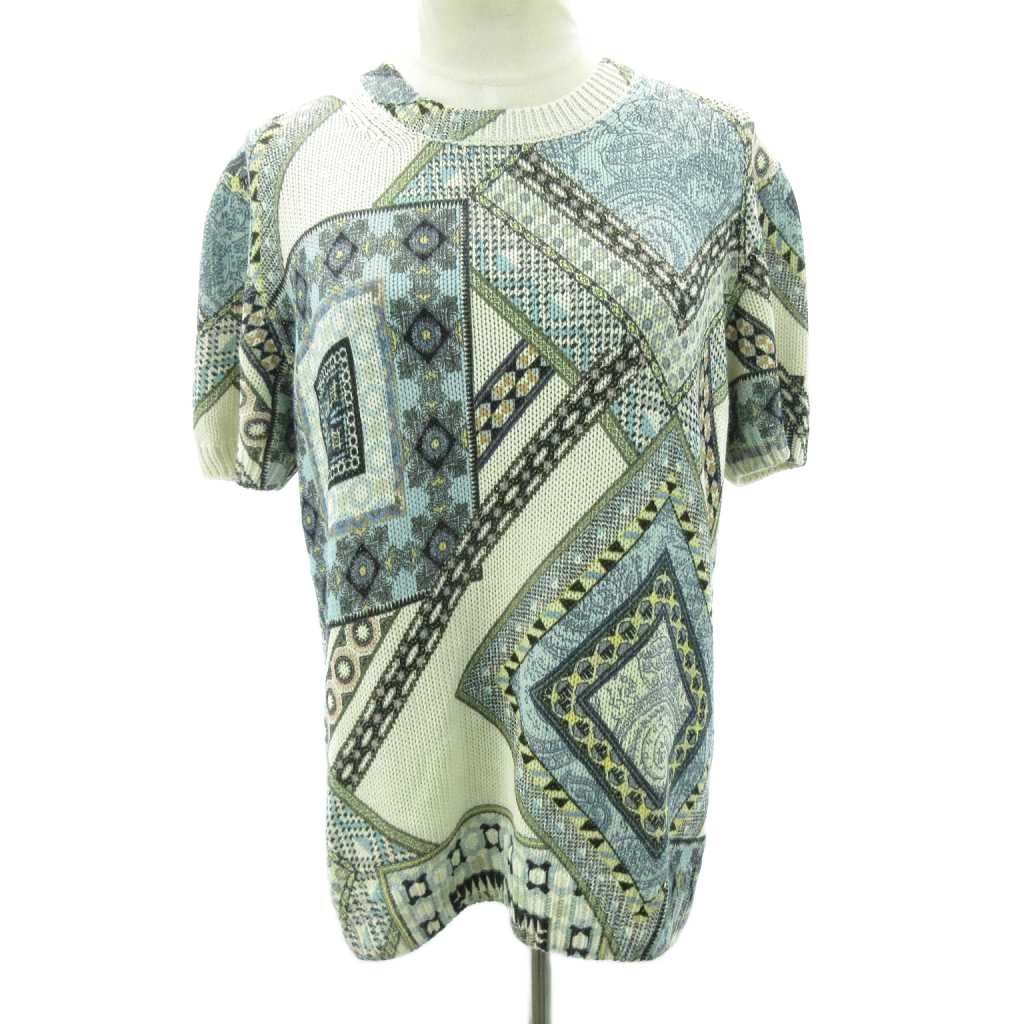 エトロ ETRO 極美品 近年 シルク ニット セーター リネン混 総柄 幾何