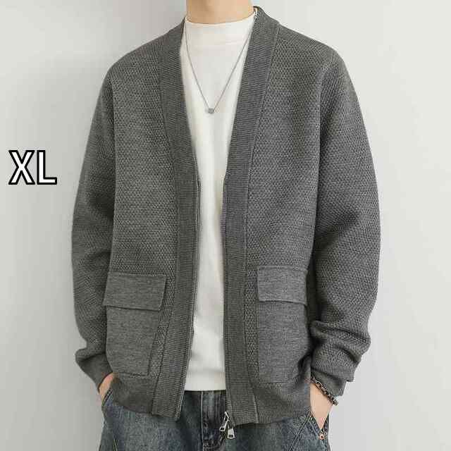 [XL]秋冬 メンズ  服 シンプル ファッション オシャレ 大人 かっこいい 大きいサイズ ストリート 紳士服 ニット カーディガン ジャケット セーター 秋 トップス 