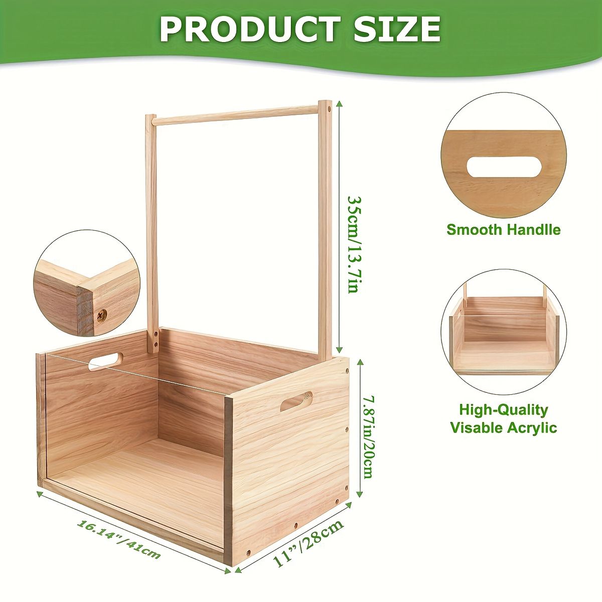  木製＆アクリル 見せる収納バスケット 取っ手付き ベビーギフト その他 ベビー用家具
