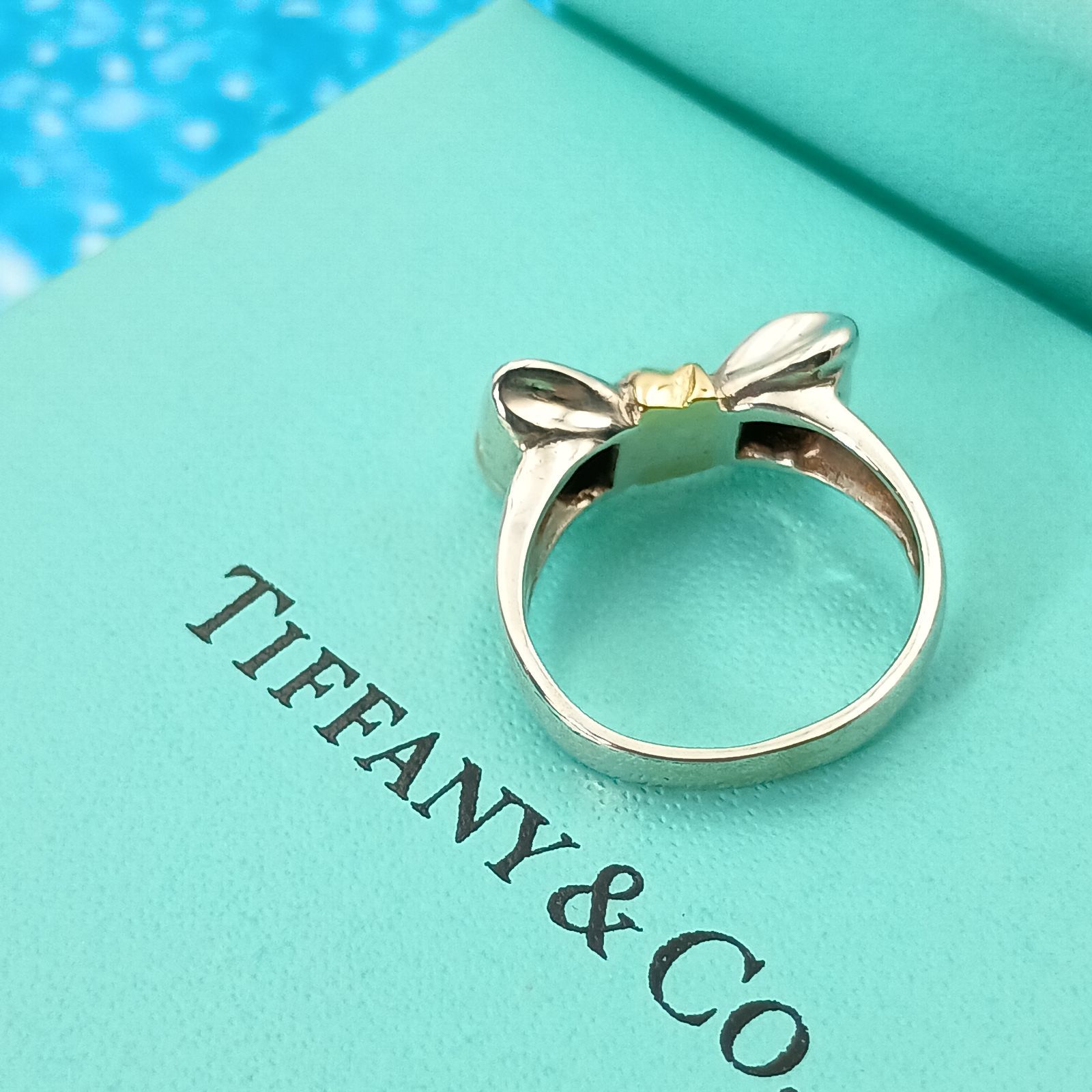 Tiffany オールドティファニー リボン コンビ リング シルバー925 TIFFANY&Co ティファニー 7号 リボン コンビリング 指輪 シルバー925