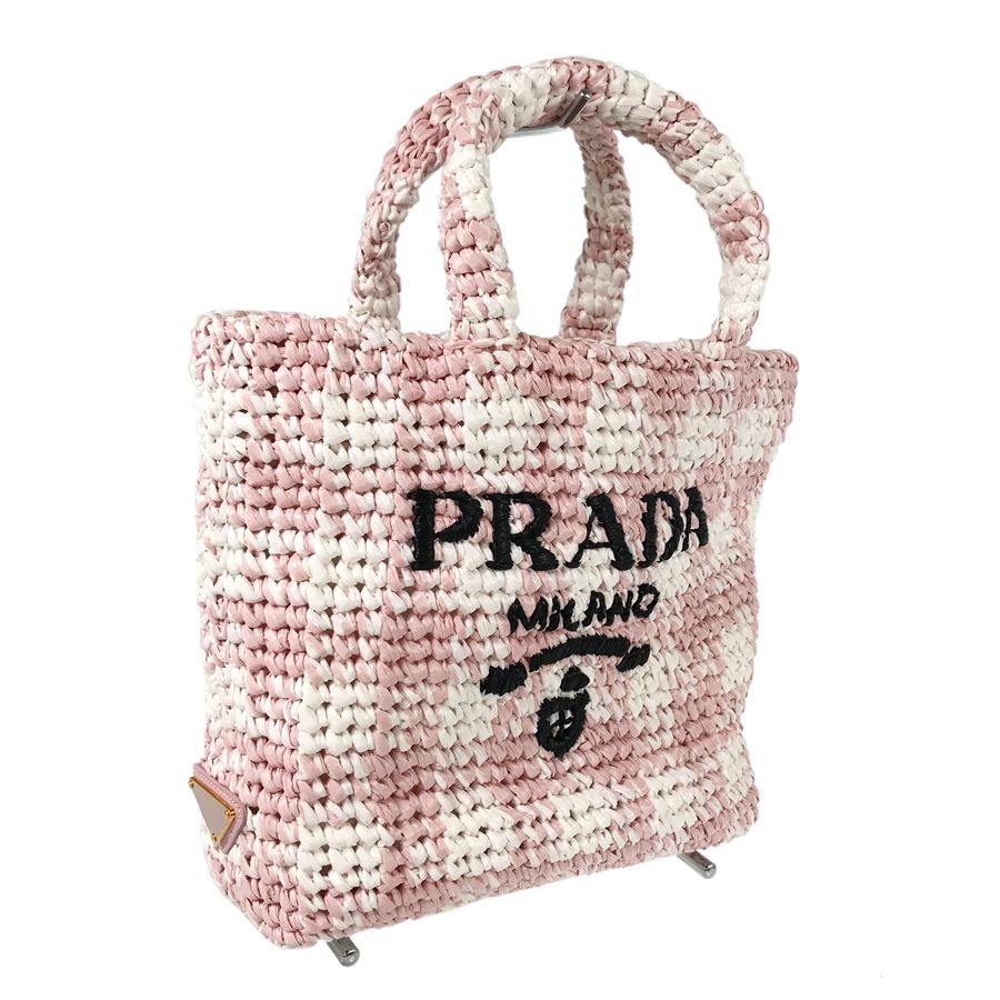 プラダ PRADA 1BG422 ラフィア トートバッグ fto【中古】