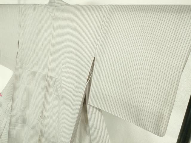 平和屋本店□極上 夏物 駒上布 夏柿渋 縞 柿渋工房 粋渋庵 桜鼠色地