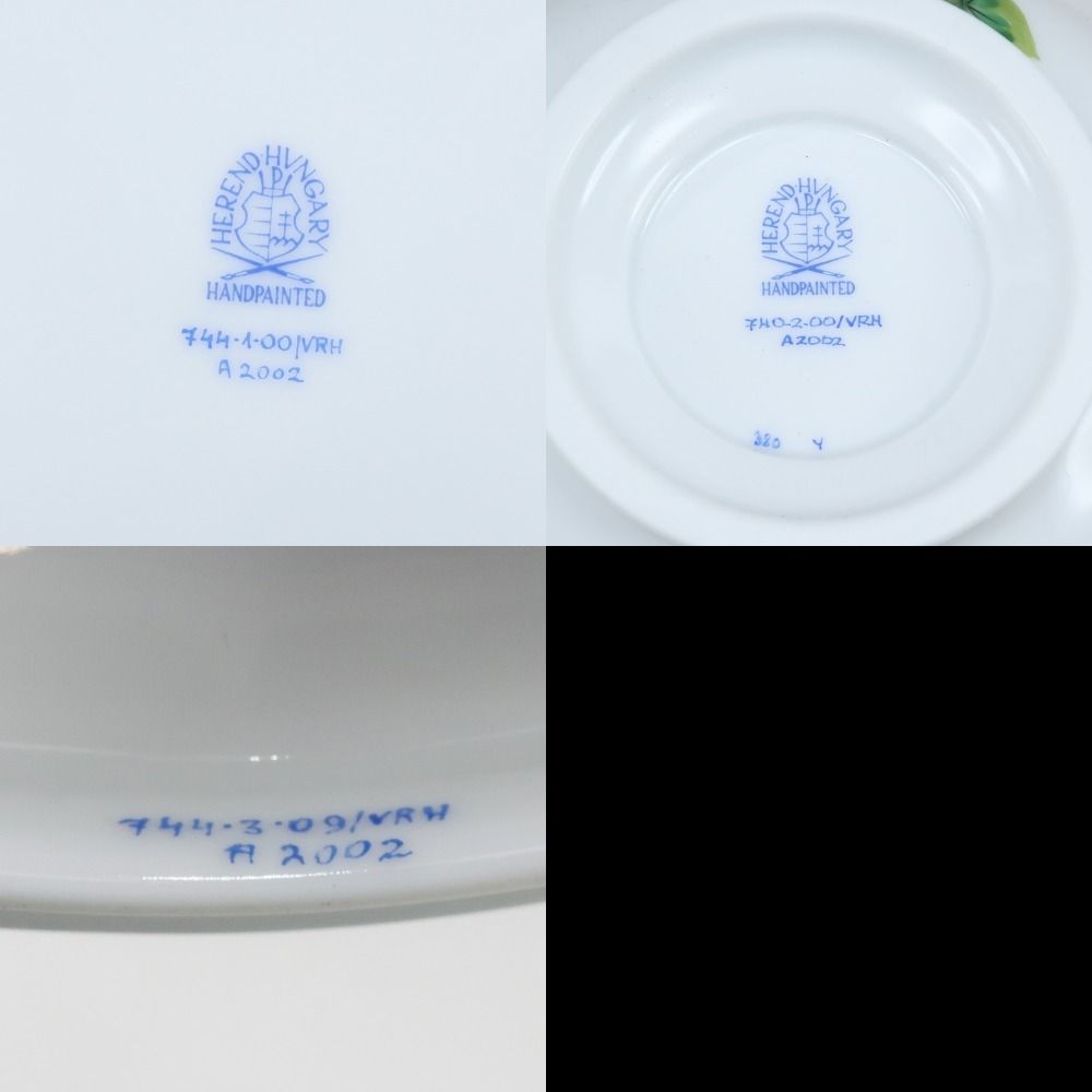 お値下げ！【HEREND ヘレンド】ウィーンのばら　スープチューリン HEREND】ヘレンド ウィーンの薔薇 スープカップ＆ソーサー×2 744/VRH