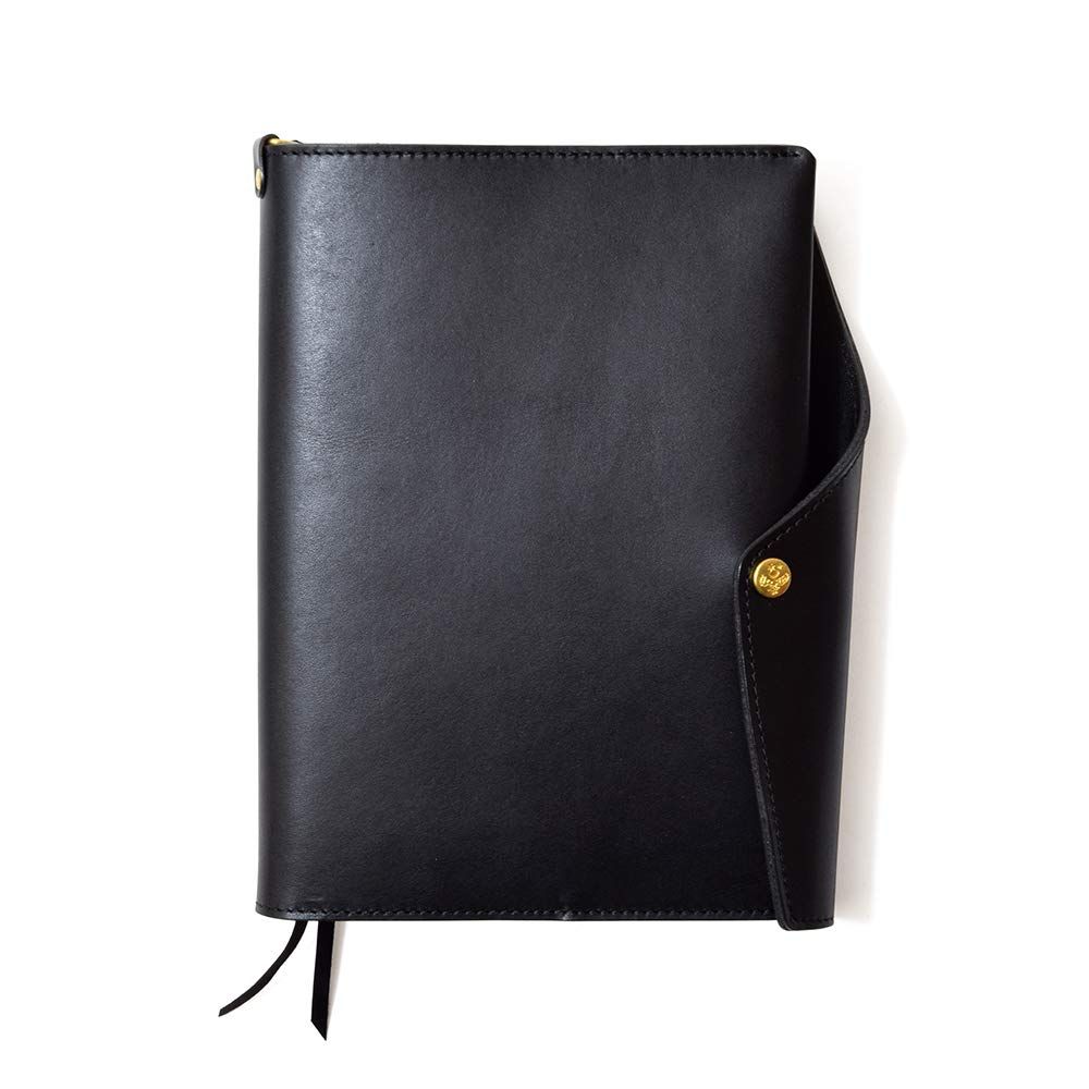 HUKURO 手帳カバー 本当に使える A5 本革 メンズ レディース 日本製 ブラック×黒糸 フクロ