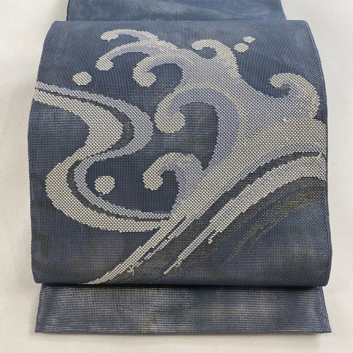 袋帯 夏帯 箔 灰茶 お太鼓柄 正絹 袋帯 秀品 紗 夏帯 波