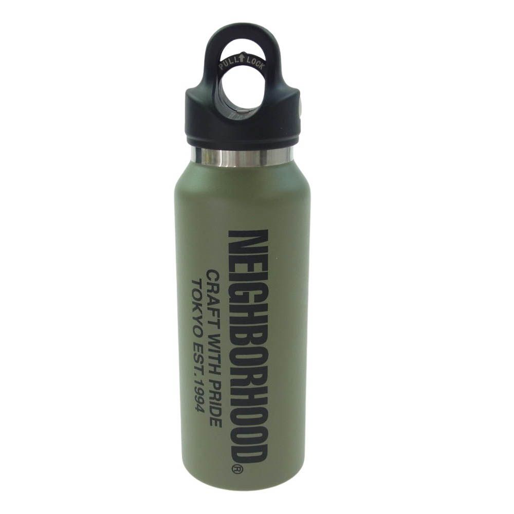 NEIGHBORHOOD ネイバーフッド 24222RXN-AC01 × REVOMAX VACUUM INSULATED OD ロゴプリント ワンタッチ ボトル 水筒 カーキ系 新古品