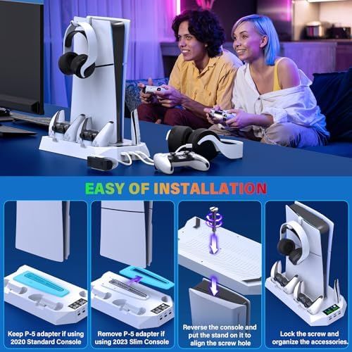 PS5アクセサリー ターボファン|3USBハブ|ヘッドセットホルダー