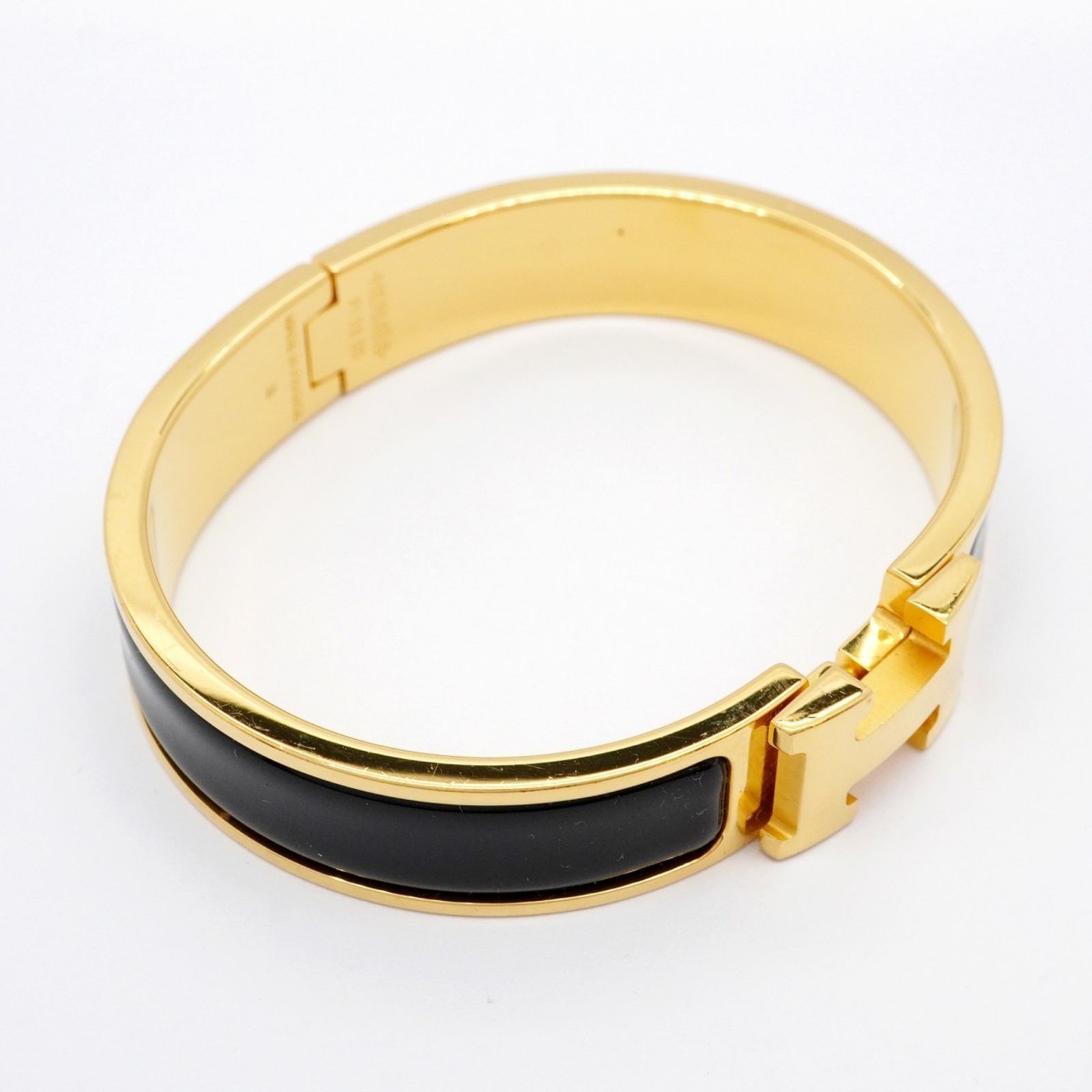 HERMES エルメス　Hバングル　ブラック×ゴールド　レディース エルメス Hermes ブレスレット バングル クリックH ブラック