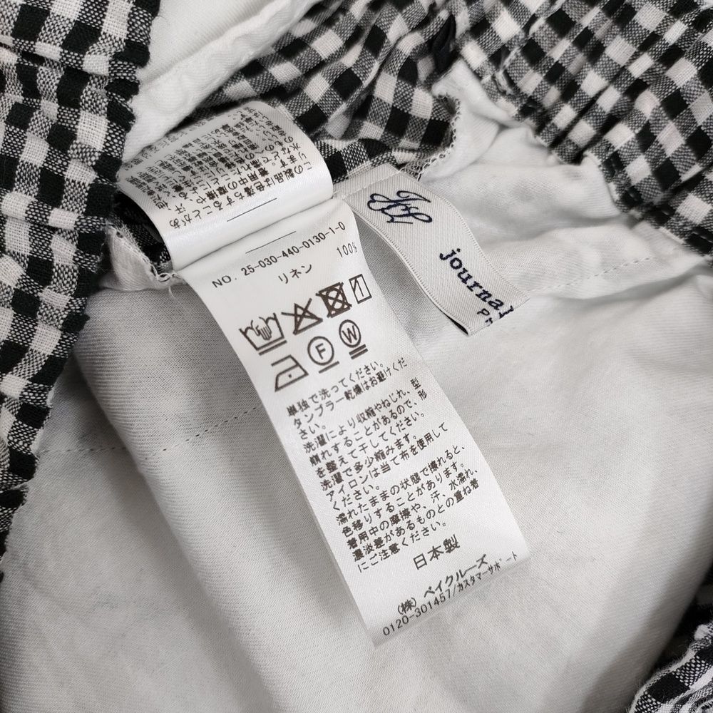 JOURNAL STANDARD LUXE リネンチェックイージーパンツ 定価22000円 25SS ブラック レディース ジャーナル ラックス 5-1001M DECORATOM_COM_BR
