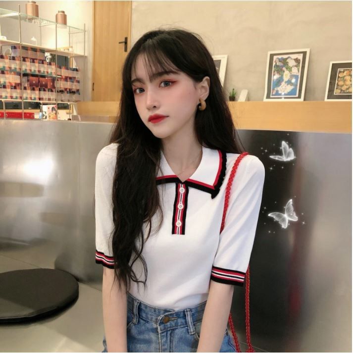予約中！】 韓国風 レディース 半袖Tシャツ 新しい夏 気質 ファッションTシャツ 学生ポロシャツ L イエロー