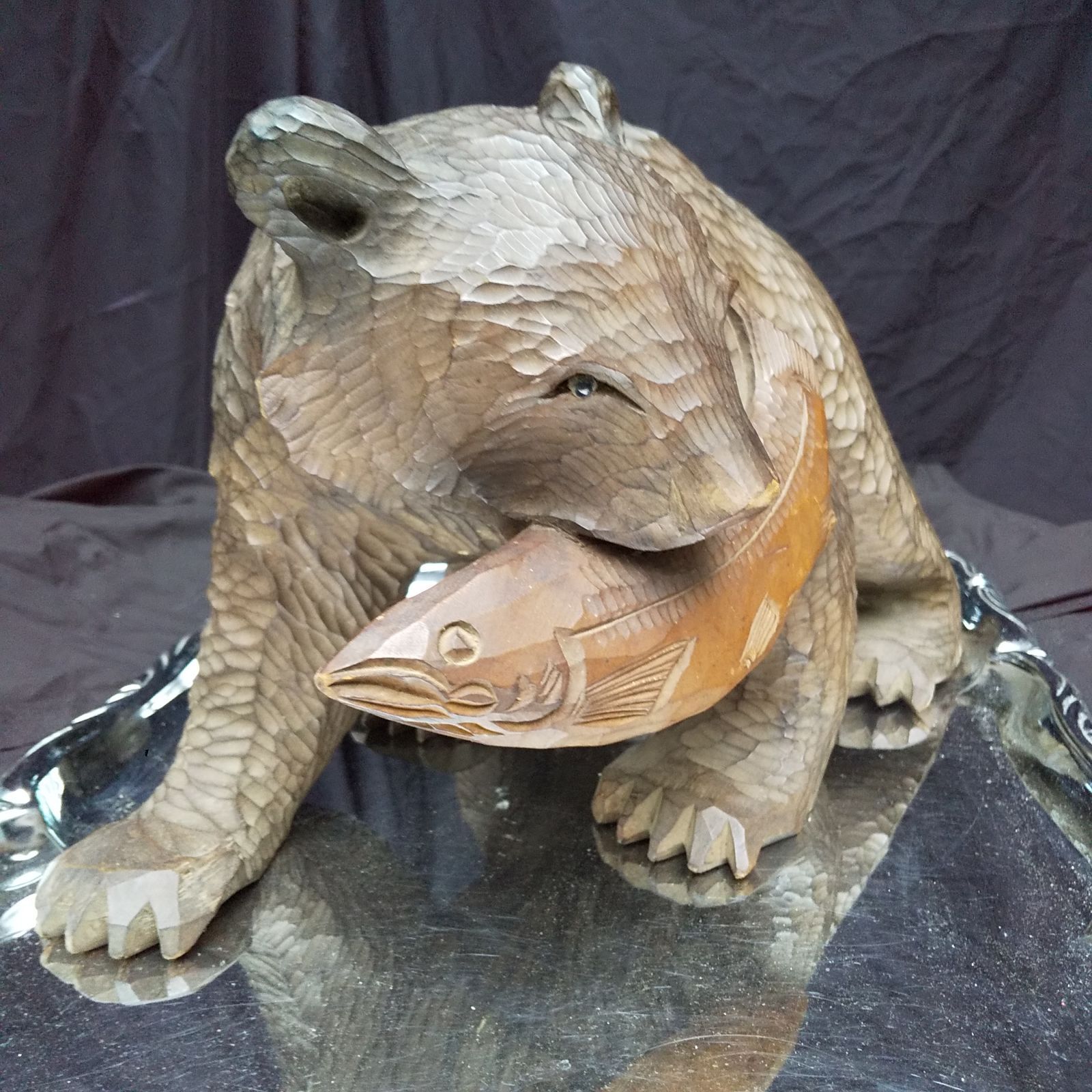 USED]木彫りの熊 置物 動物 くま クマ ヒグマ 熊 bear インテリア