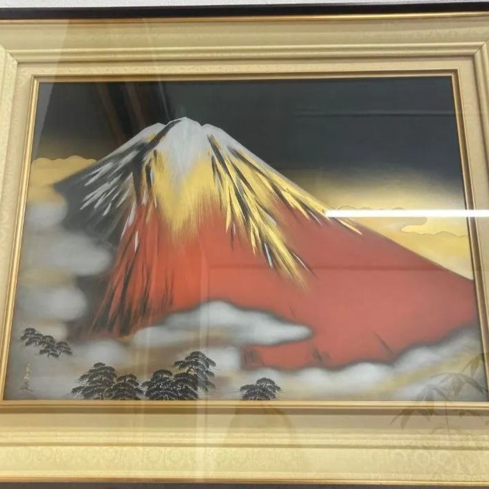 富士山 日本画 冨田立山 漆絵 赤富士 開運 富士山 日本画 冨田立山 漆絵 赤富士 開運 - メルカリ