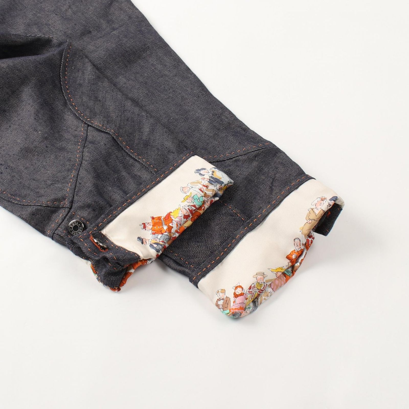 希少美品✨エルメス Cirque Molier デニムパンツ シルク リネン エルメス HERMES デニムパンツ CIRQUE MOLIER ファブリック シルク
