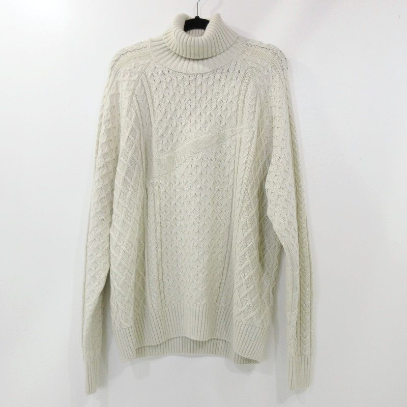 Lサイズ 新品 ナイキ ケーブル ニット セーター FB7771-072 NIKE AS M NL CABLE KNIT TURTLENECK LIGHT BONE 23HO-I（ナイキ