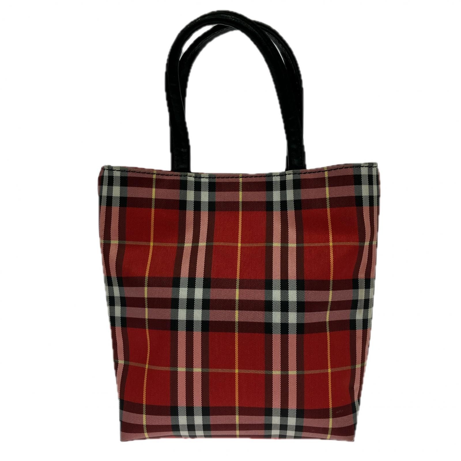 BURBERRY バーバリー チェック ミニハンドバッグ|レッド×ブラック