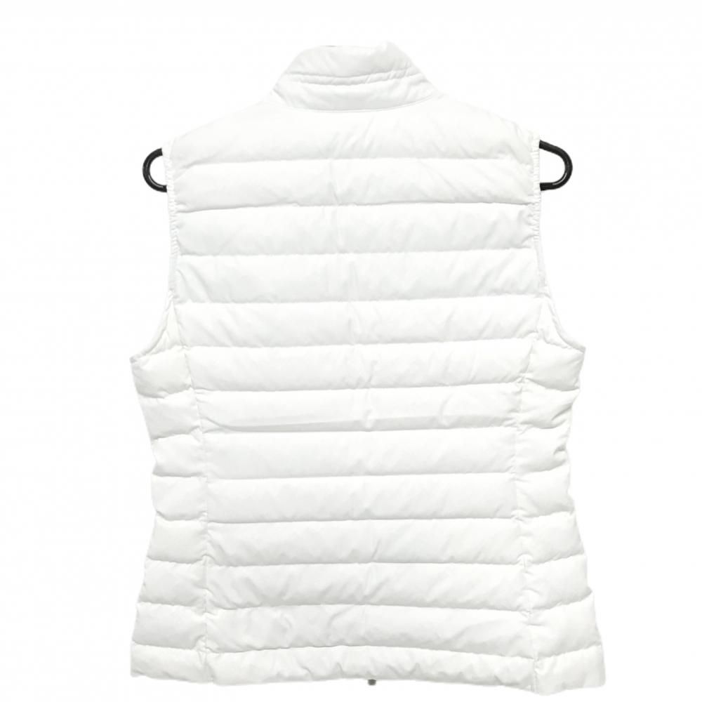 ゾーイ ダウンベスト 白×ネイビー 地模様 ジップ上英字 ダウン90