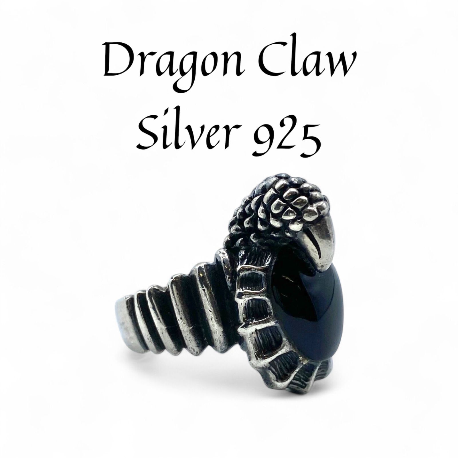龍の爪】ブラックストーン Silver 925 Vintage Ring 90s シルバー