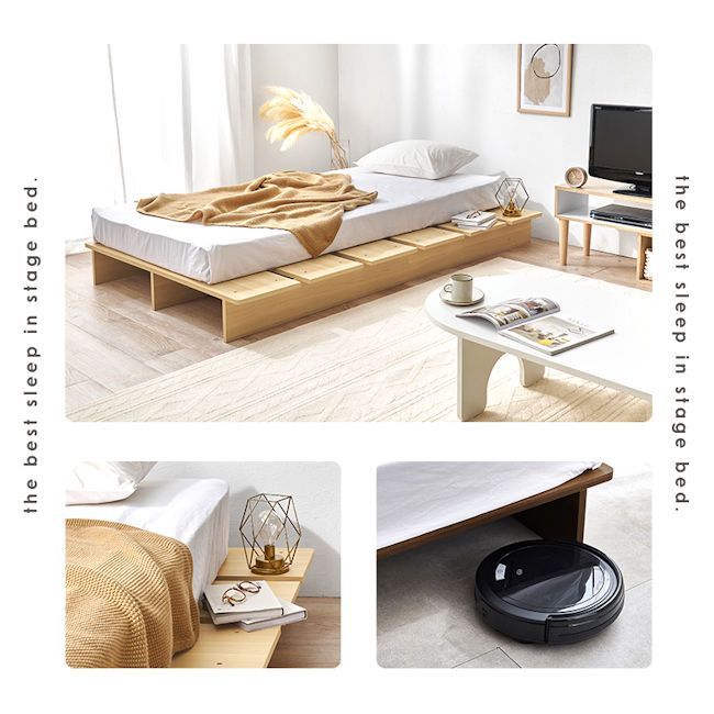 ヘッドレス ベッドフレームシングルベッド ロースタイル ステージ