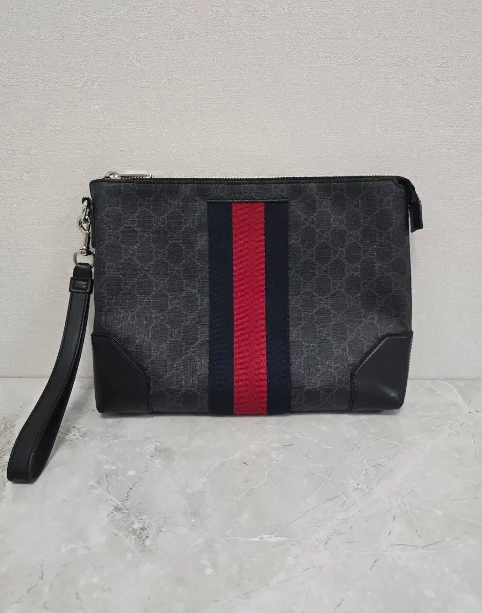 os GUCCI グッチ Supreme シュプリーム 三本線 ウェブ クラッチバッグ