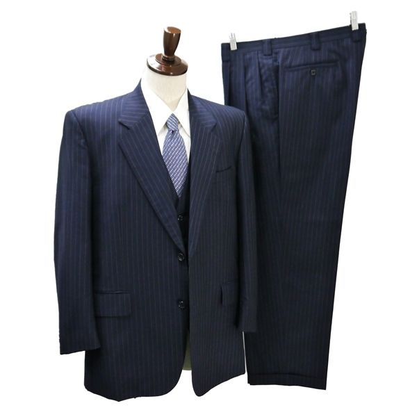 5NA004】Dorland House MITSUKOSHI JOHN G HARDY 3ピース 2つボタン シングルスーツ XL BE7 ダークネイビー 春秋 合物 23437801 【中古】【メンズビジネス】202501