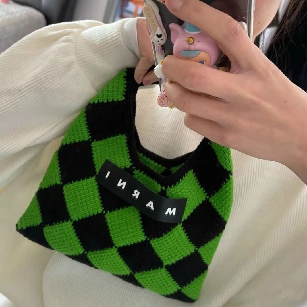 新品 MARNI マルニマーケット テックウール スモール ハンドバッグ   エメラルド