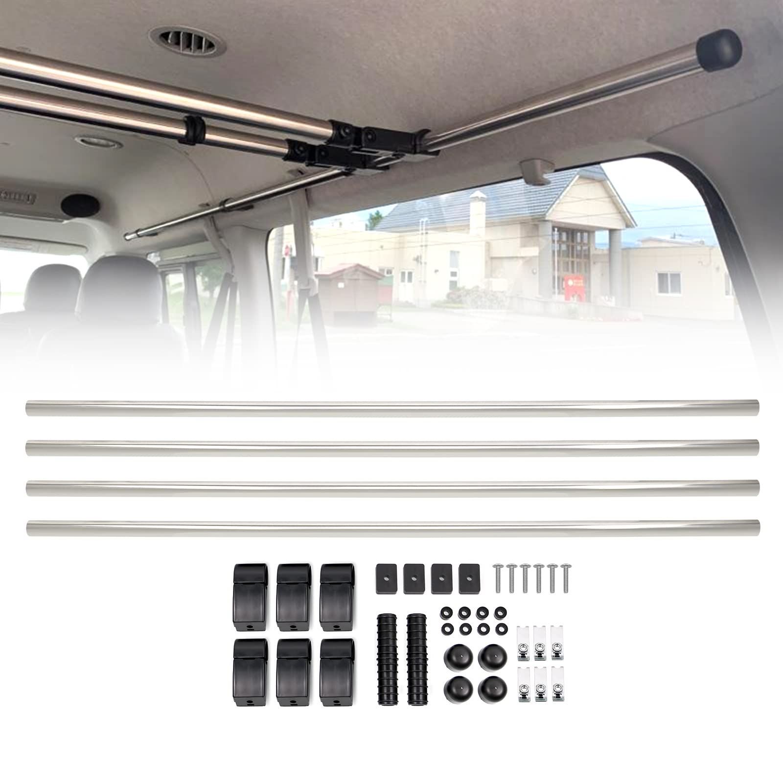 Sporacingrts 車室内キャリアバー サイドバー クロスライド 左右セット 車内収納 適合車種200系ハイエース I型~IV型 バン S-GL標準|ワイド | NV350キャラバン 現行型 バン プレミアムGX 標準ルーフ|200系ハイエー