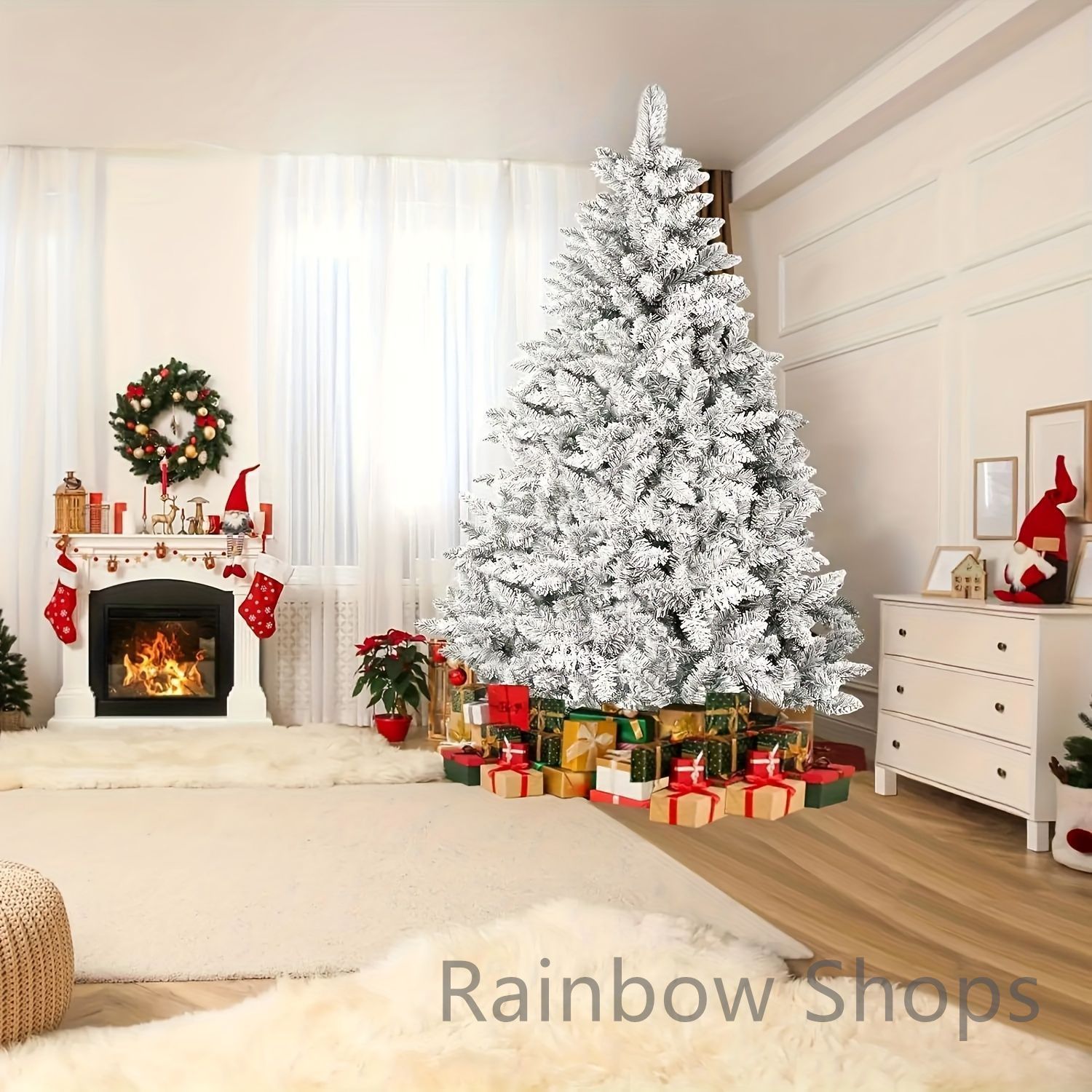 【新品未使用】クリスマスツリー ホワイトフロッククリスマスツリー 高さ120cm 雪 人工シダー ホーム モールウィンドウデコレーションホリデーパーティー部屋装飾 ホワイトクリスマス ホワ