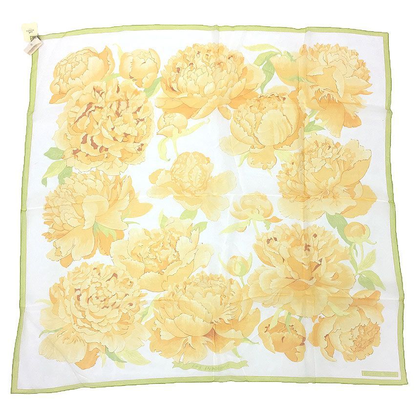 エルメス　スカーフ 90cm 「ピヴォワンヌ〜芍薬〜」柄 希少 HERMES エルメス スカーフ カレ90 LES PIVOINES 芍薬