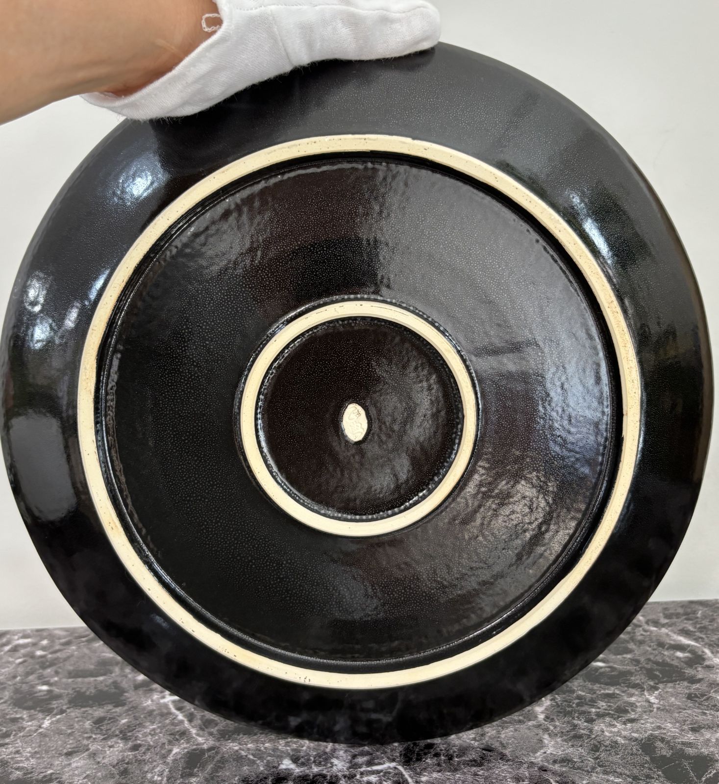 美品 京清水焼 谷口正典作「風神雷神図」絵皿 エクセル