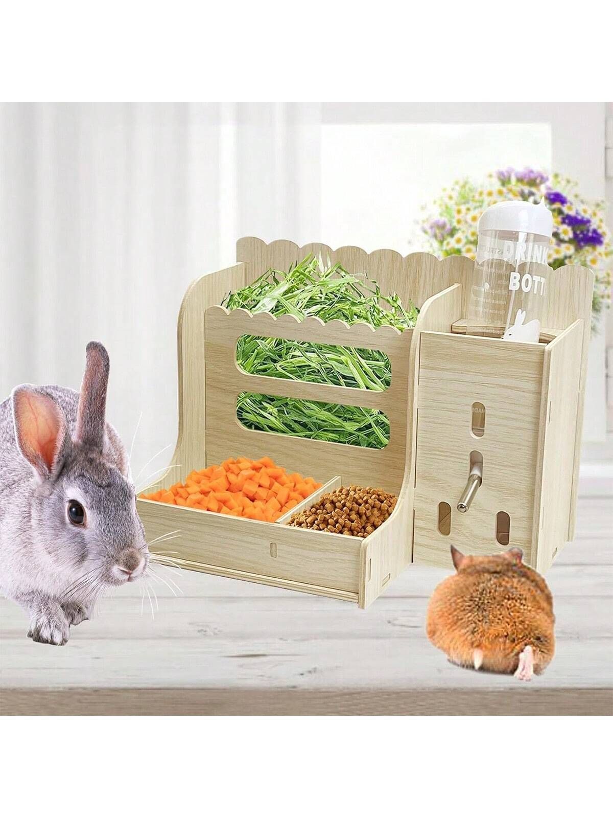 ウサギ　木製　干し草ディスペンサー　ハムスター　小動物用 ペット用食器 Amazon.co.jp: YBGGJO ハムスター 歯磨き 牧草塊とりんご枝