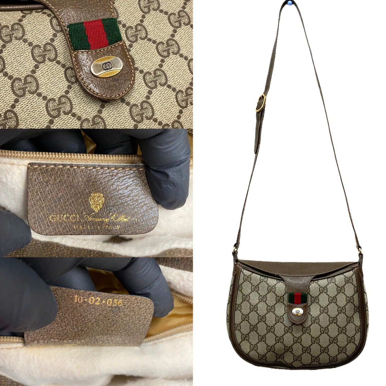 極 美品 GUCCI オールドグッチ ヴィンテージ GG ロゴ 金具 シェリー